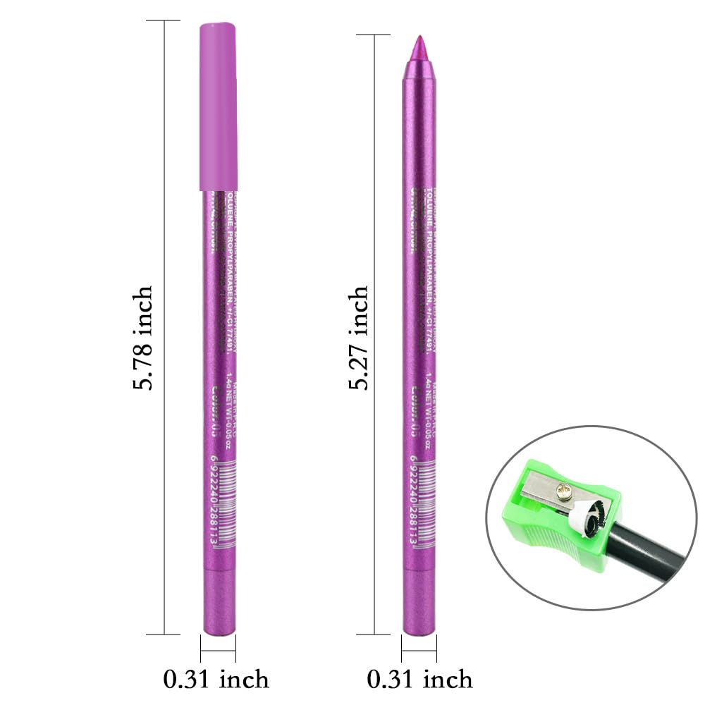evpct 3Pcs Grape Purple & Violet & Wine Red Gel Glitter Eyeliner Pencils Set for Women Waterproof Smudge Proof lapiz de ojos delineador de ojos contra el agua Eye Liner Makeup 05 13 18