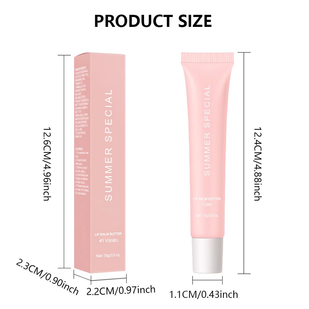 Summer Ultra-Hydrating Lip Butter Balm – Natural Vegan Lip Balm for Instant Moisture, Shine & Hydration – Sheer-Tinted, Soothes & Softens Dry Lips, Bálsamo labial hidratante #4 Cake 0.5 Fl Oz