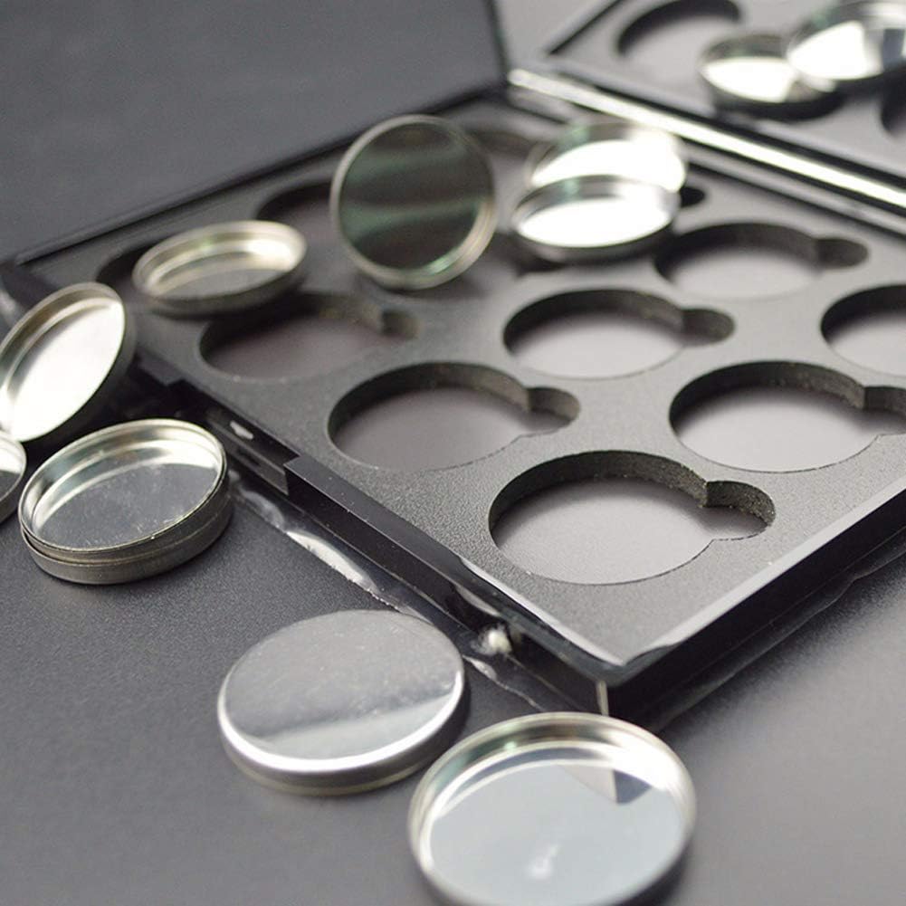 50 Pieces Empty Round Metal Tin Palette Pans Round Metal Pans Cosmetic Eyeshadow Pans for Eyeshadow Palette for Magnetic Makeup Palette, 26mm Diameter 3.5mm Height