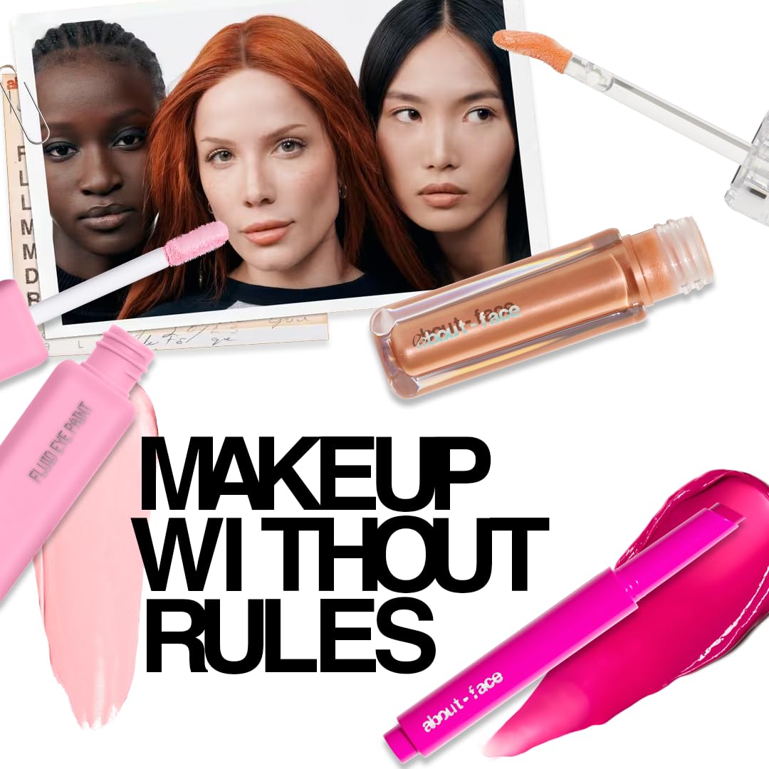 about-face Light Lock Lip Gloss Plastic Petal – Non-Sticky, High-Shine Lip Oil Gloss with Coconut Oil, Peppermint & Lavender – Vegan, Cruelty-Free, Clean Beauty – 0.21 oz (Peachy Beige)