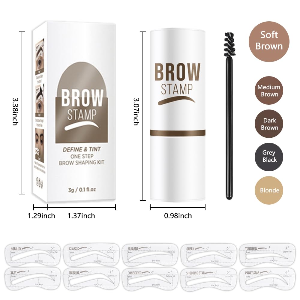 Eyebrow Stamp Stencil Set,Soft Brown Eyebrow Stencils Shaping Kit, Long-Lasting Eyebrow Shaper for Women Girl, Cruelty-Free plantillas para la cejas