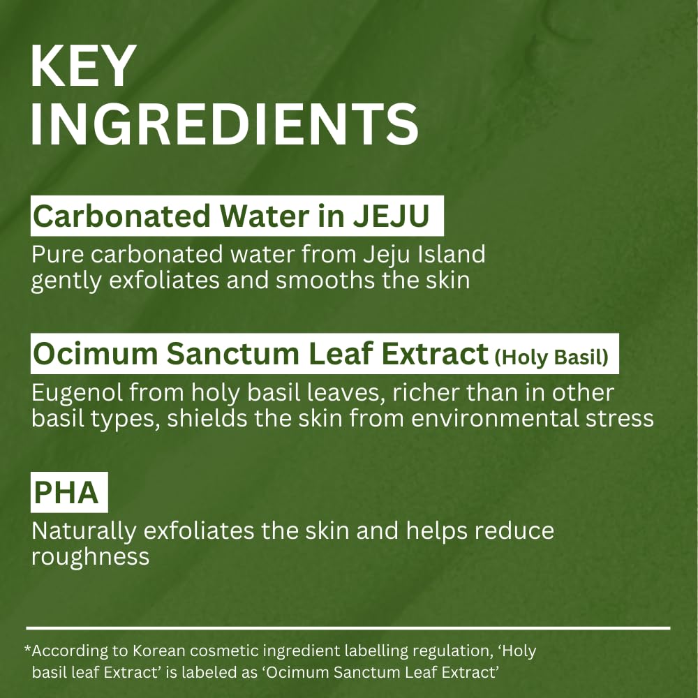 P.CALM Holy Basil Bubble Deep Mask β Holy Basil & Carbonated Water for Cleansing Pores & Blackheads, Korean Clay to Bubble Wash-Off Pack (90g / 3.17 oz)