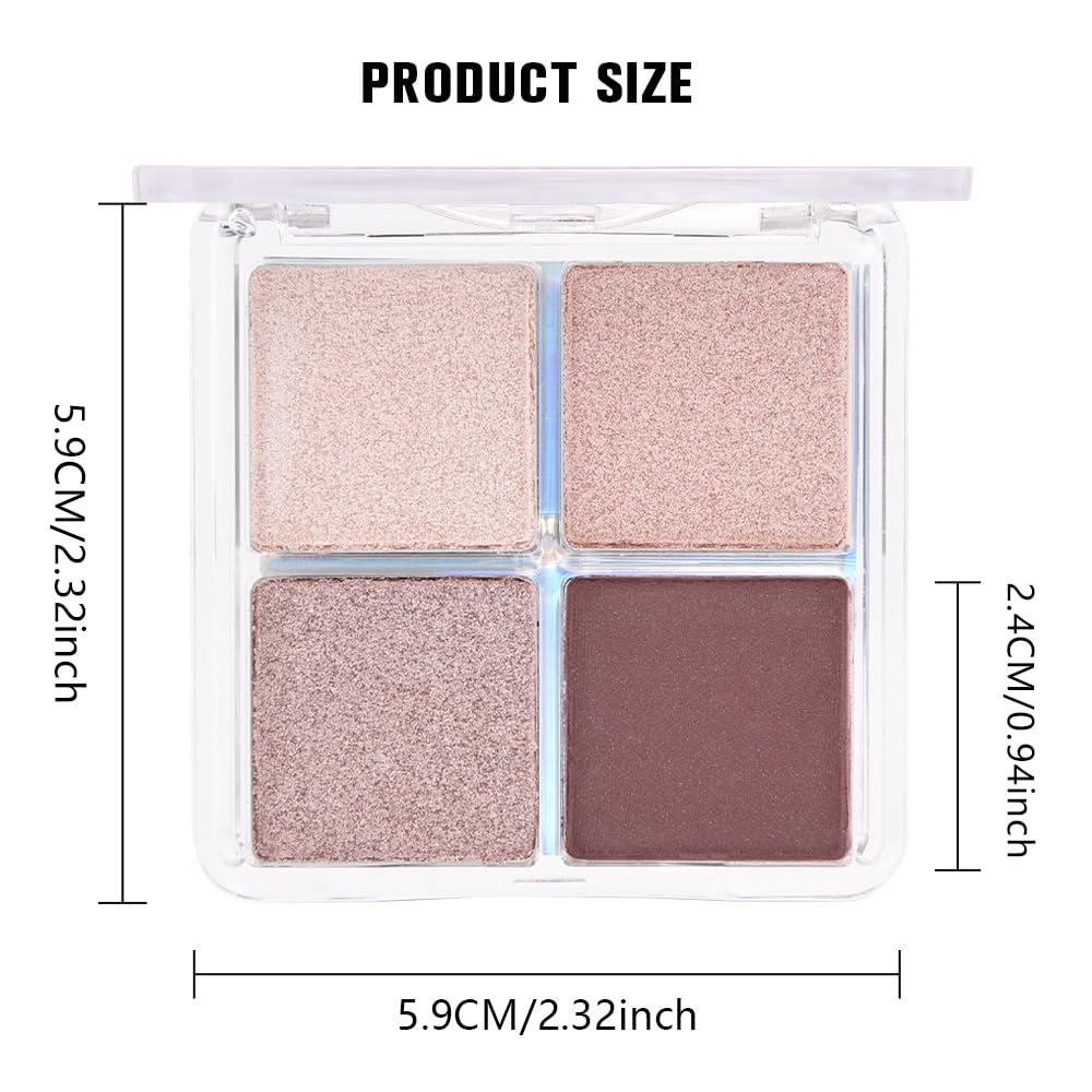 evpct Eyeshadow Quad Palette, Champagne Rose Gold Bronze Plum Glitter Shimmer Metallic Matte High Pigment Primer Eye Shadow Palette Makeup for older Women, Smudge Proof Vegan Cruelty-free, Ballerina