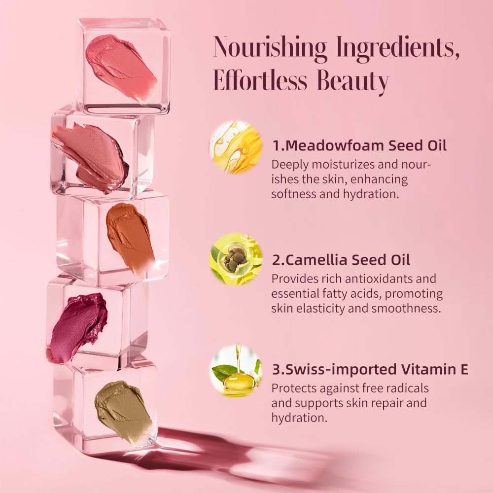 Multi-Use Makeup Cream Blush Stick, Unidollss 3-in-1 Buildable Powder Blush Stick for Cheeks, Eyes, and Lips, Hydrating formula, All day wear, Easy Application with Thumb Puff Included (04 FLIRT)