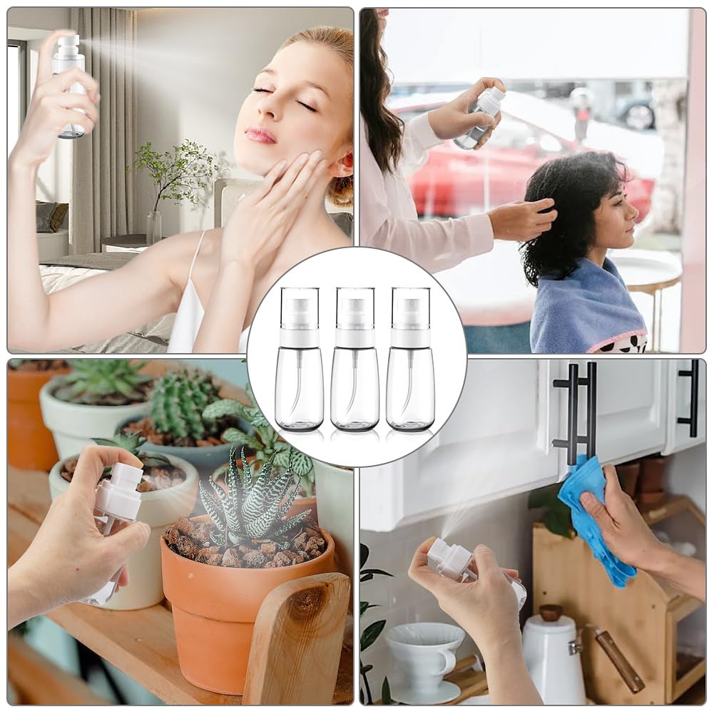 Cosywell Travel Spray Bottle TSA Approved 2oz 60ml 3 Pack Leak Proof Fine Mist Spray Bottles Empty Plastic Refillable Spray Bottle for Perfume Essential Oils Toners Rose Water Cosmetics(3Clear)