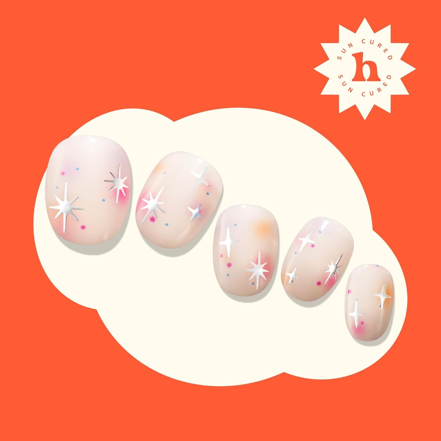 Semi Cured Gel Nail Strips | No LED Lamp Needed | Summer, Aura, Pink | Easy Apply & Remove, Salon Quality |Includes 28 Strips, 1 Prep Pads,Nail File&Wooden stick-Hey, Shining Just for Me?