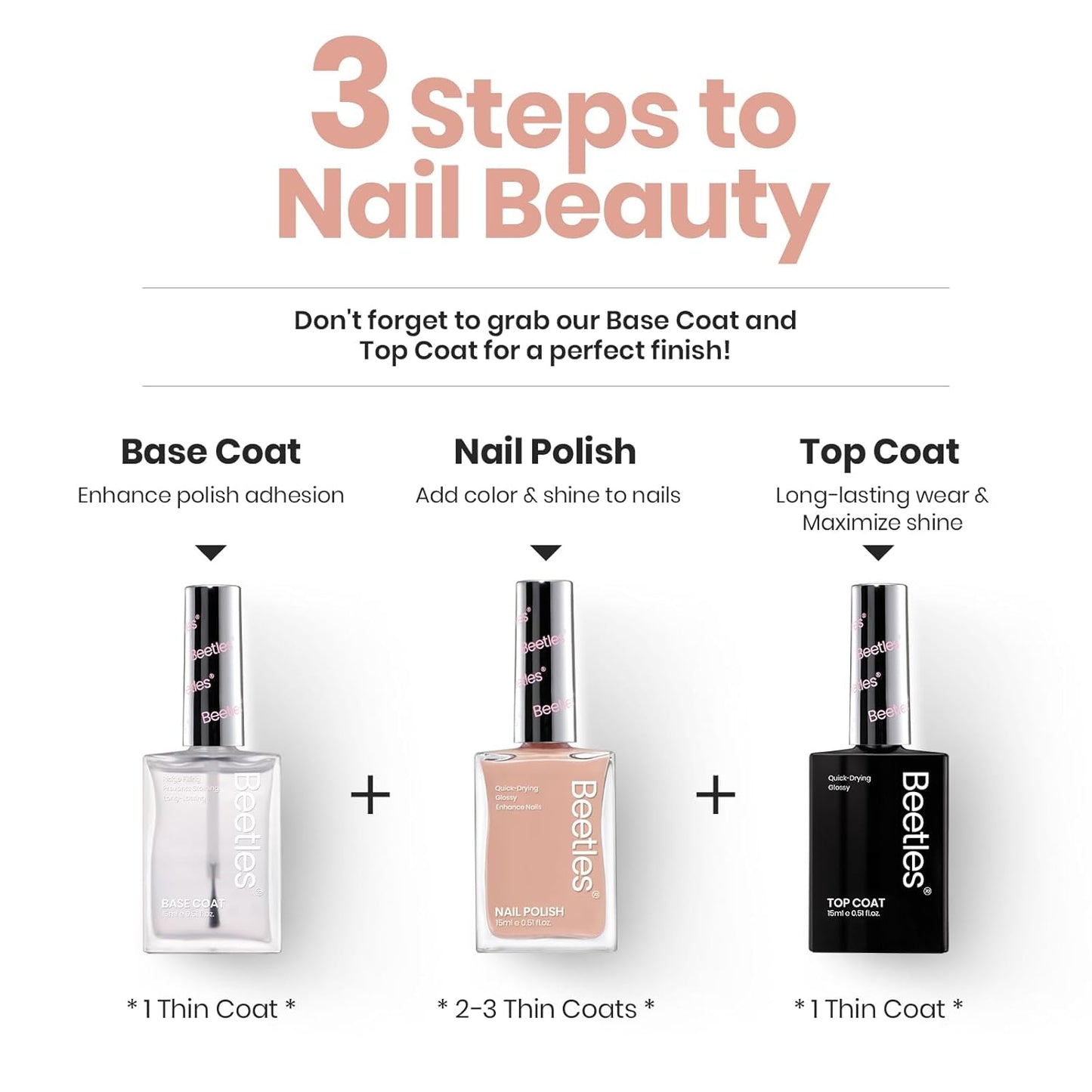 Beetles Nail Polish - Jelly Nail Polish Nude Nail Concealer Fast Dry Quick Natural Brown Nail Strengthener and Growth Treatment for Thin and Damaged Nails,0.51 FL OZ