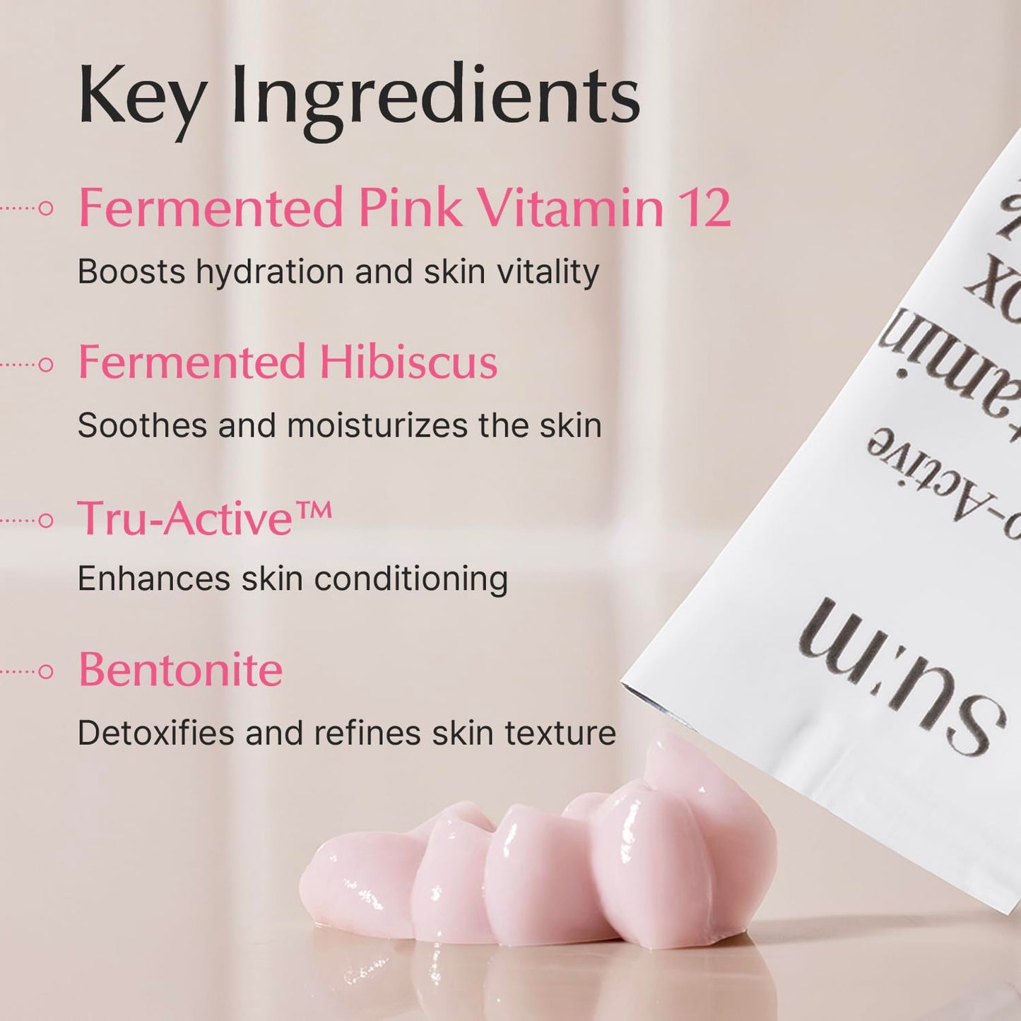 SU:M Micro-Active Pink Vitamin Bubbletox Mask Pack (0.13 fl oz x 14ea) - Korean Skincare – Deep pore cleansing, hydration with Fermented Pink Vitamin 12, Hibiscus, Kaolin & Bentonite