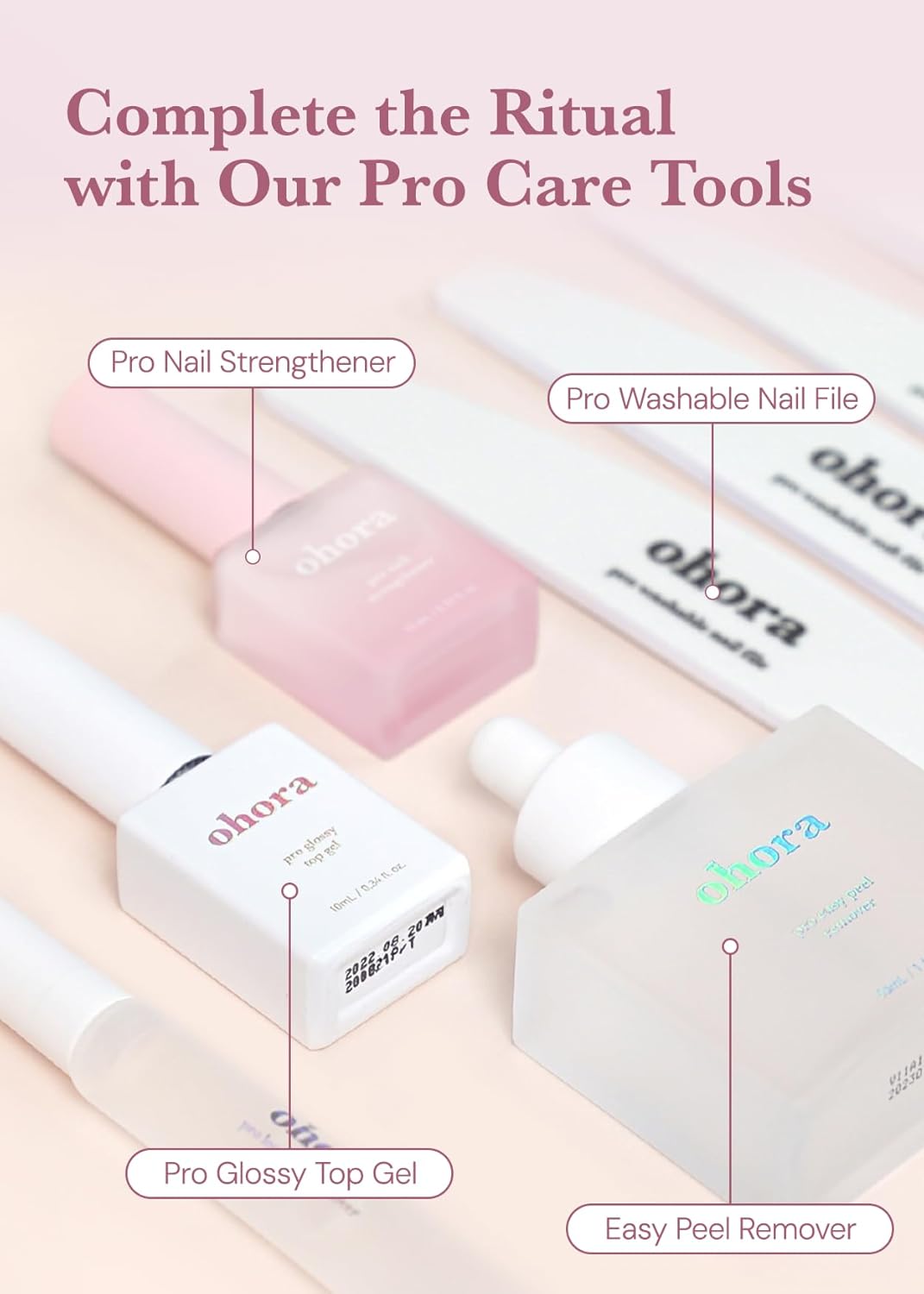 ohora Gel Nail Care (Pro Nail Strengthener) - Corrects Nail Texture, Easy to Use & Easy to Remove for Semi Cured Gel Nail Strip Application - Professional Salon-Quality for Healthy, Strong Nails