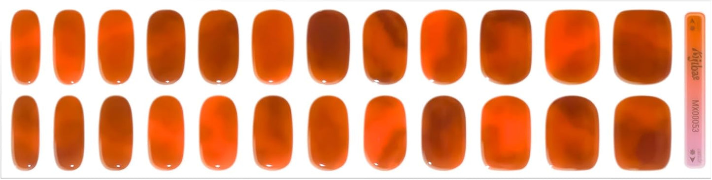 Semi Cured Gel Nail Strips - Minimalist Ombre Nail Polish Wraps, Works with Any UV Lamp - Long Lasting Easy Salon Manicure - 24pcs with 2 Prep Pads, Nail File & Cuticle Stick (Lava Gurl)