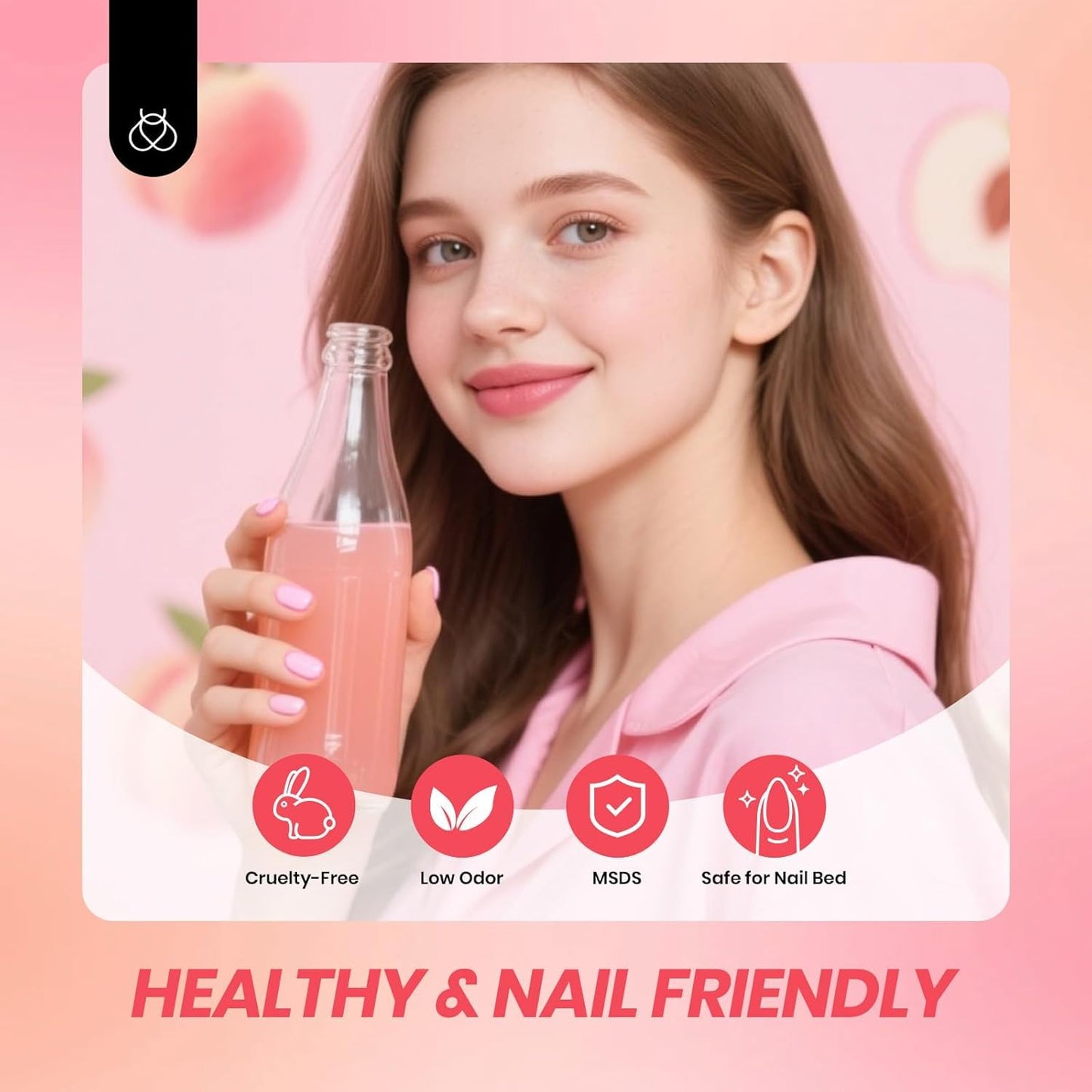 Beetles Jelly Gel Nail Polish Set - 6 Colors Nude Pink Gel Polish Kit Neutral Shimmer Translucent Sheer Gel Soak off Uv Nail Concealer Peach Juice Collection French Nail Art Manicure Gift for Women