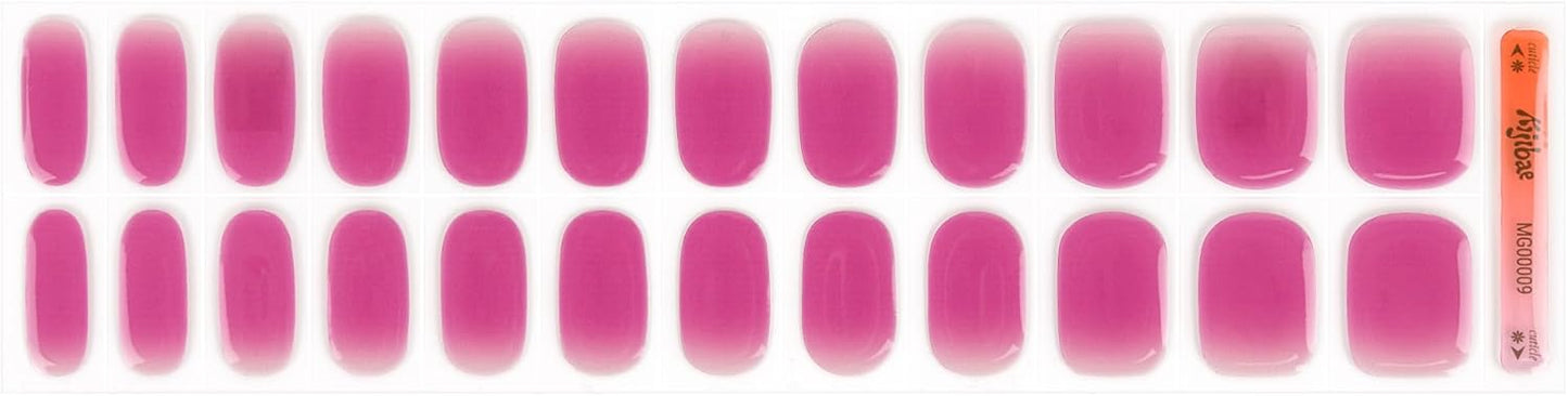 Semi Cured Gel Nail Strips - Minimalist Ombre Nail Polish Wraps, Works with Any UV Lamp - Long Lasting Easy Salon Manicure - 24pcs with 2 Prep Pads, Nail File & Cuticle Stick (Grape Soda)