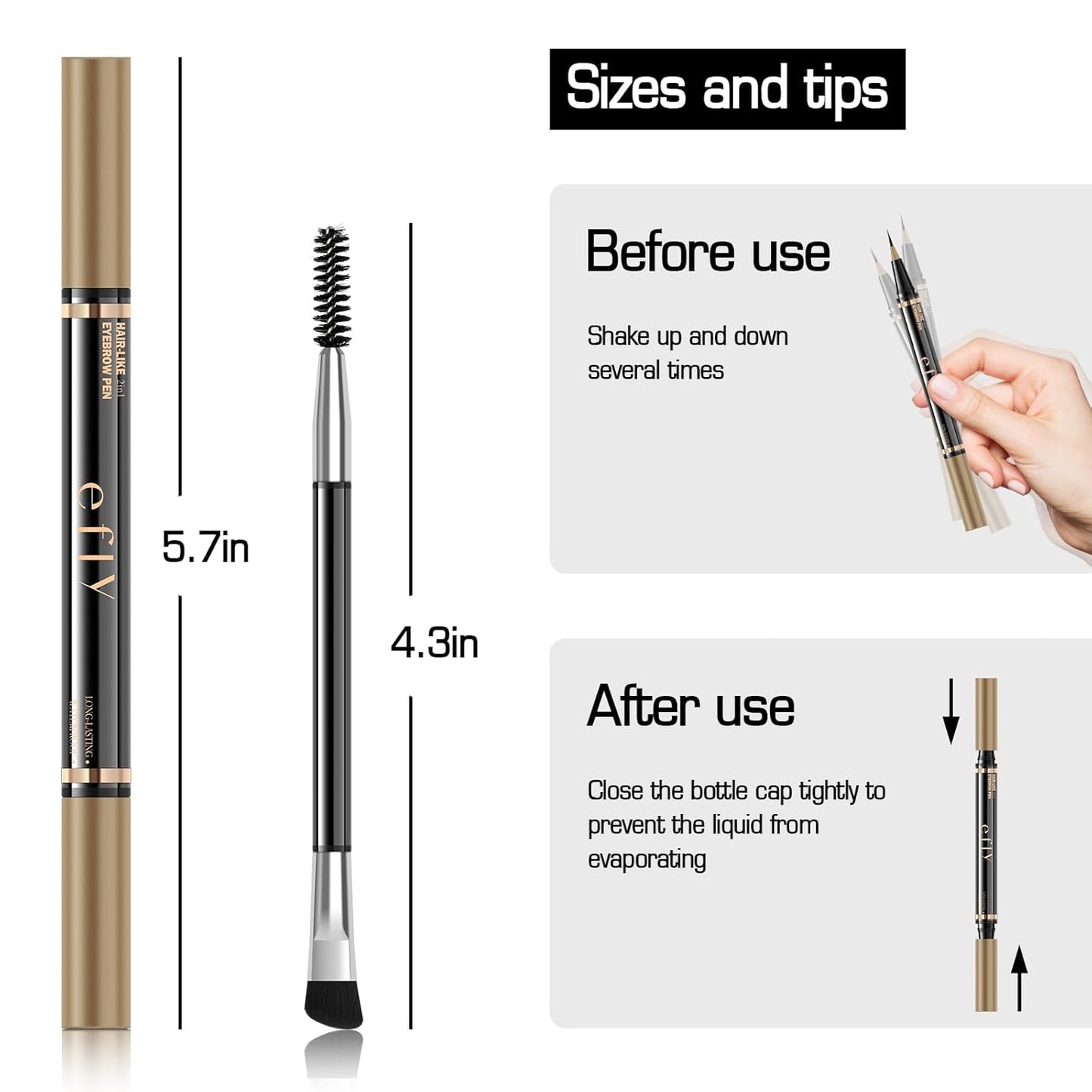 Eyebrow Pencils for Women, Microblading Eyebrow Pen Magical 2-in-1 Dual-Ended Brow Pen with 3D & Precise Brush-Tip Create Natural Hair-Like Brows, Last All-Day(Dark Brown)