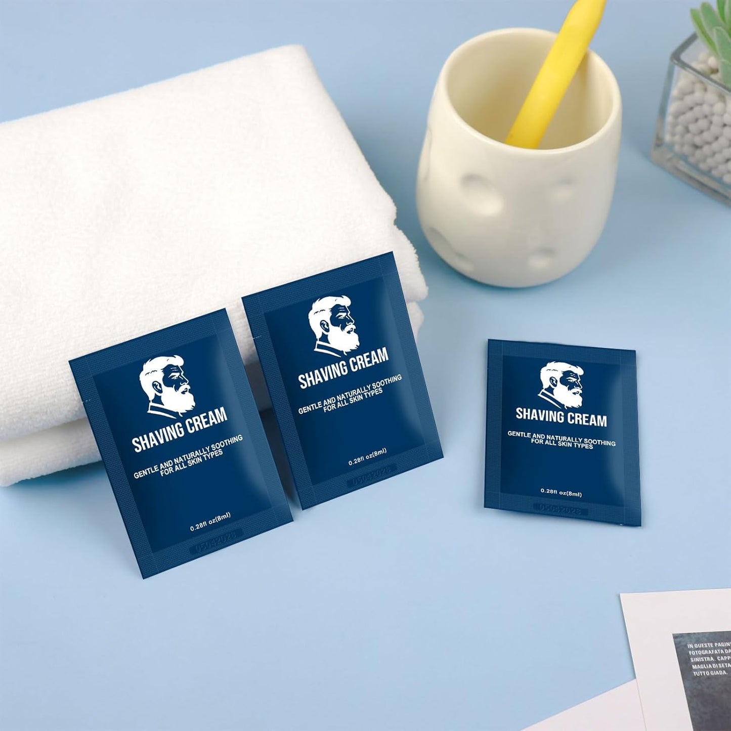 Shaving Cream Bulk Travel,8ml/0.28 oz Travel Shave Cream Disposable Shaving Cream in Bulk for Hotel Homeless (Jasmine,pack of 30)