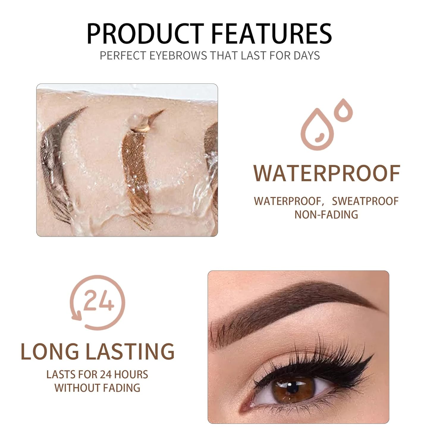 MAEPEOR Waterproof Eyebrow Gel 8 Colors Full-pigmented Long Lasting Liquid Brow Gel for Fuller & Defined Looking (#01 Warm Blonde)