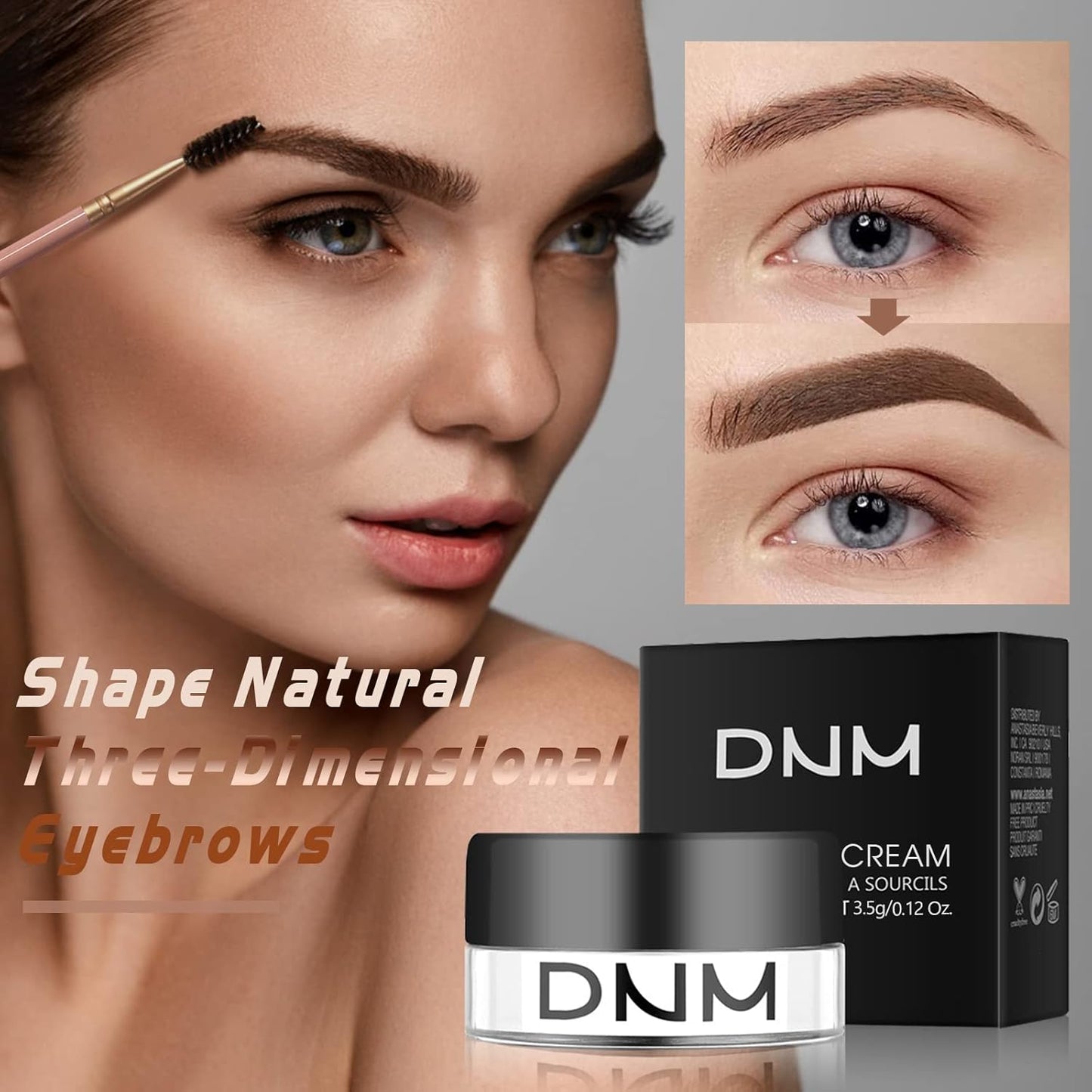 2Pcs Brow Pomade Set with Dual-ended Eyebrow Brush, High pigment Water proof Natural finish Eyebrow Makeup Set with Eyebrow Brush for Women and Girls(06#)