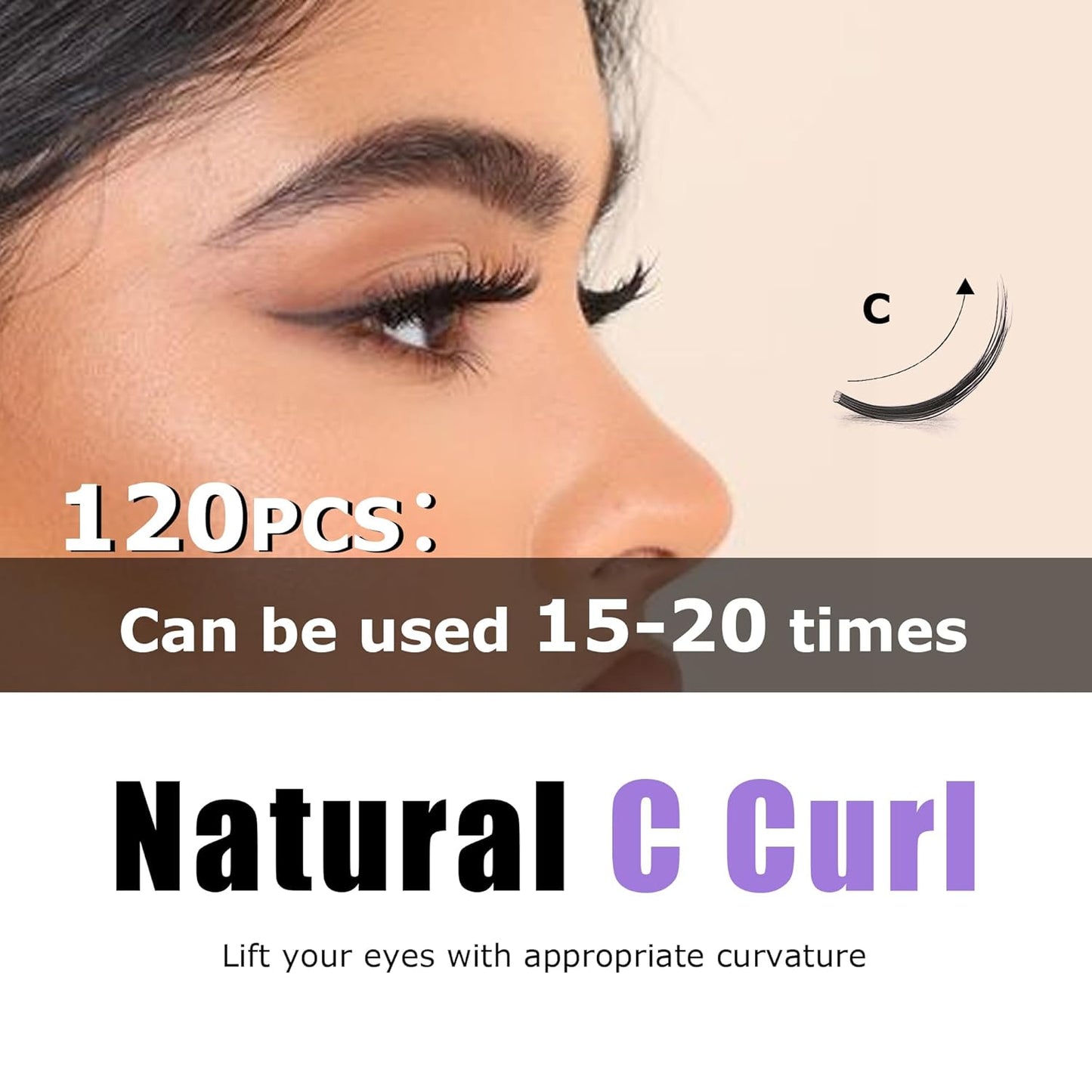 GAQQI Lash Clusters, Eyelash Clusters 120PCS C Curl Individual Lashes, Wispy Cluster Eyelash Extension 10-16mm Mixed Length, Natural Looking Cluster Lashes (GQ19, C Curl, 10-16mm)