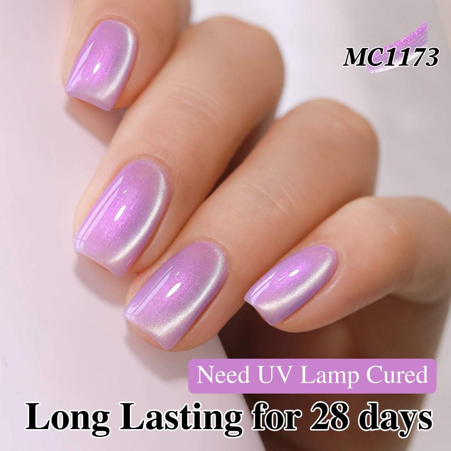 Double Rhythm 0.5 Oz Cat Eye Gel Polish with Magnet Same Color Same Bottle Holographic Glitter Shimmer Translucent Color Salon 15 ML Magnetic Nail Art (Mermaid Purple-MC1173)