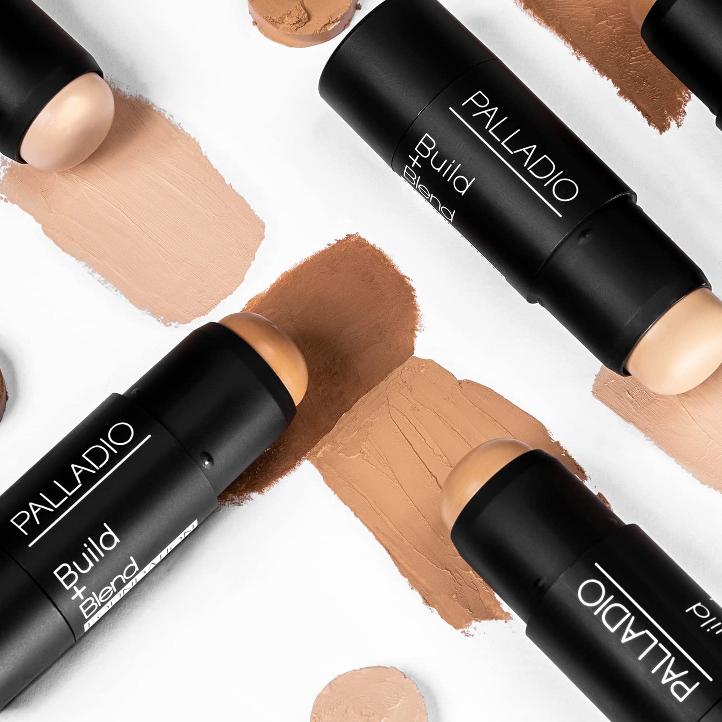 Palladio BUILD & BLEND Foundation Stick, Medium Coverage Buildable Contour Stick for Face, Ultra Blendable Creamy Formula for a Natural Shine Free Finish, Professional Makeup, 0.25 Ounce (Almond)