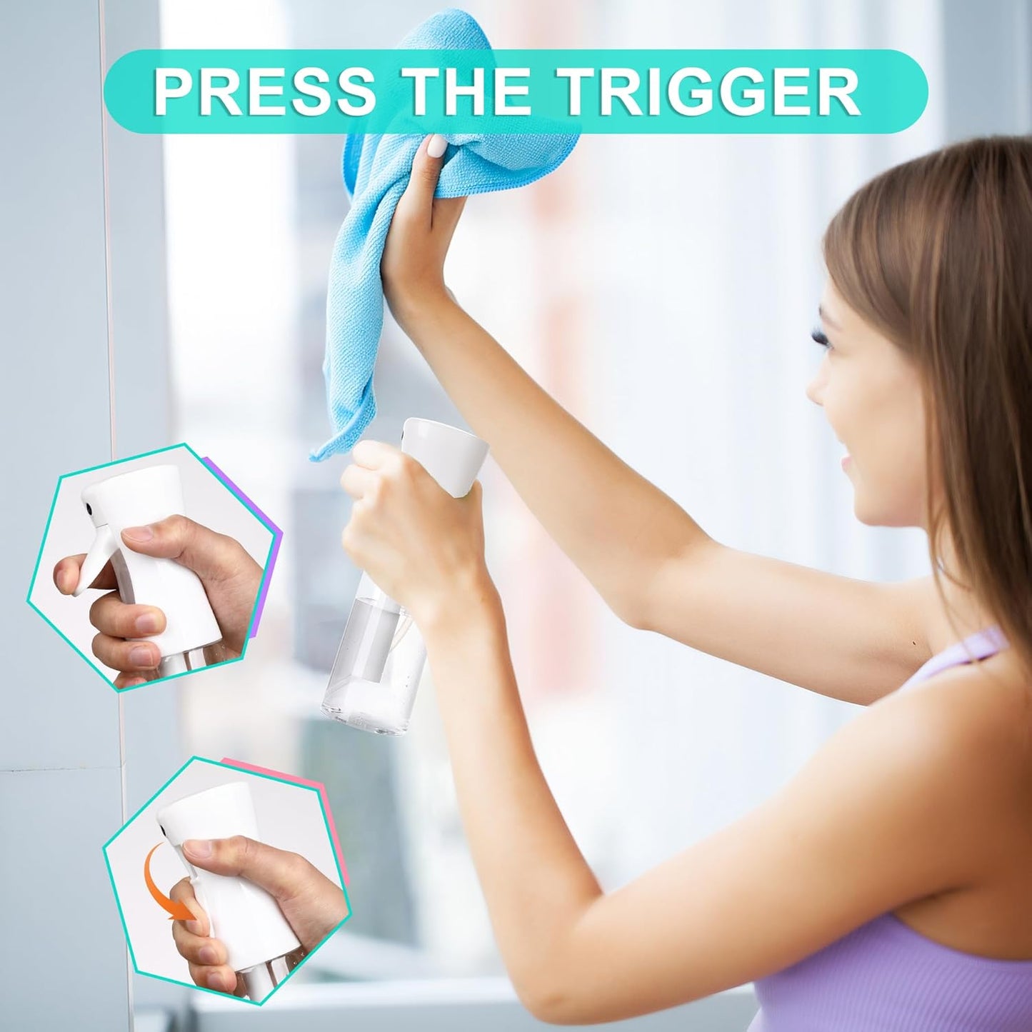 Spray Bottles For Hair, continuous spray bottle (200ml/6.8oz 2Pack) used for hair design, plants, cleaning, hair care and skin care, etc. – empty, reusable