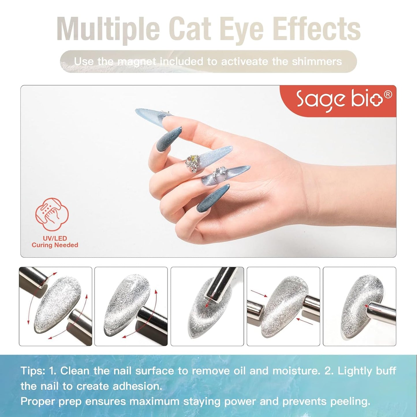Multifunctional Cat Eye Gel Nail Polish, No Base or Top Coat Required, 15ml, Lasts Up to 4 Weeks, UV/LED Cured, Easy Application, R188