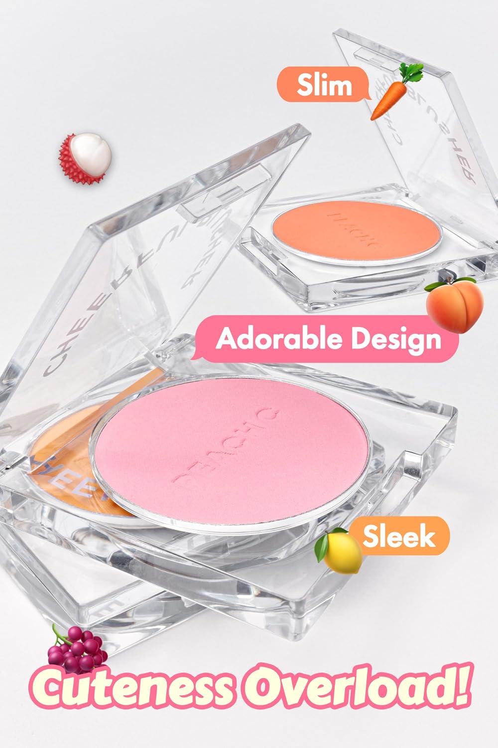Cheerful Blusher | Peach Blush for Cheeks Powder Makeup | Korean Makeup Creamy Blush Powder | Fine Pigmented Blush | Powder Compact Make Up Blush 0.14 Oz. (02 Peachful)