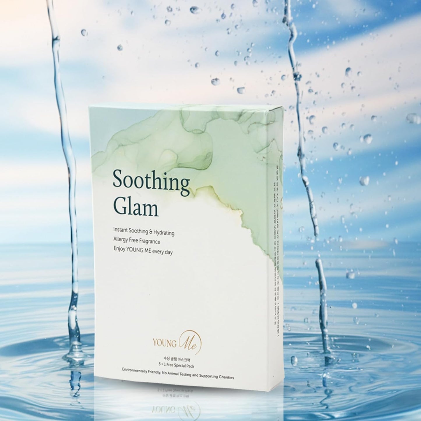 YoungMe Soothing Glam Facial Sheet Mask - 1 Sheets Face Masks | Korean Face Mask Skincare - Deep Real Masks for Sensitive Skin or All Skin Types