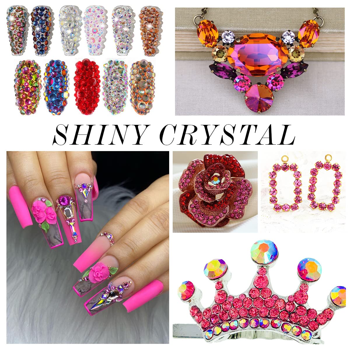 1440Pcs Rose Crystal Rhinestones,Glass Flatback Rhinestones Gemstones Small for Nail Face Makeup Art Crafts Clothes Decoration -(SS8,2.4mm,Rose)