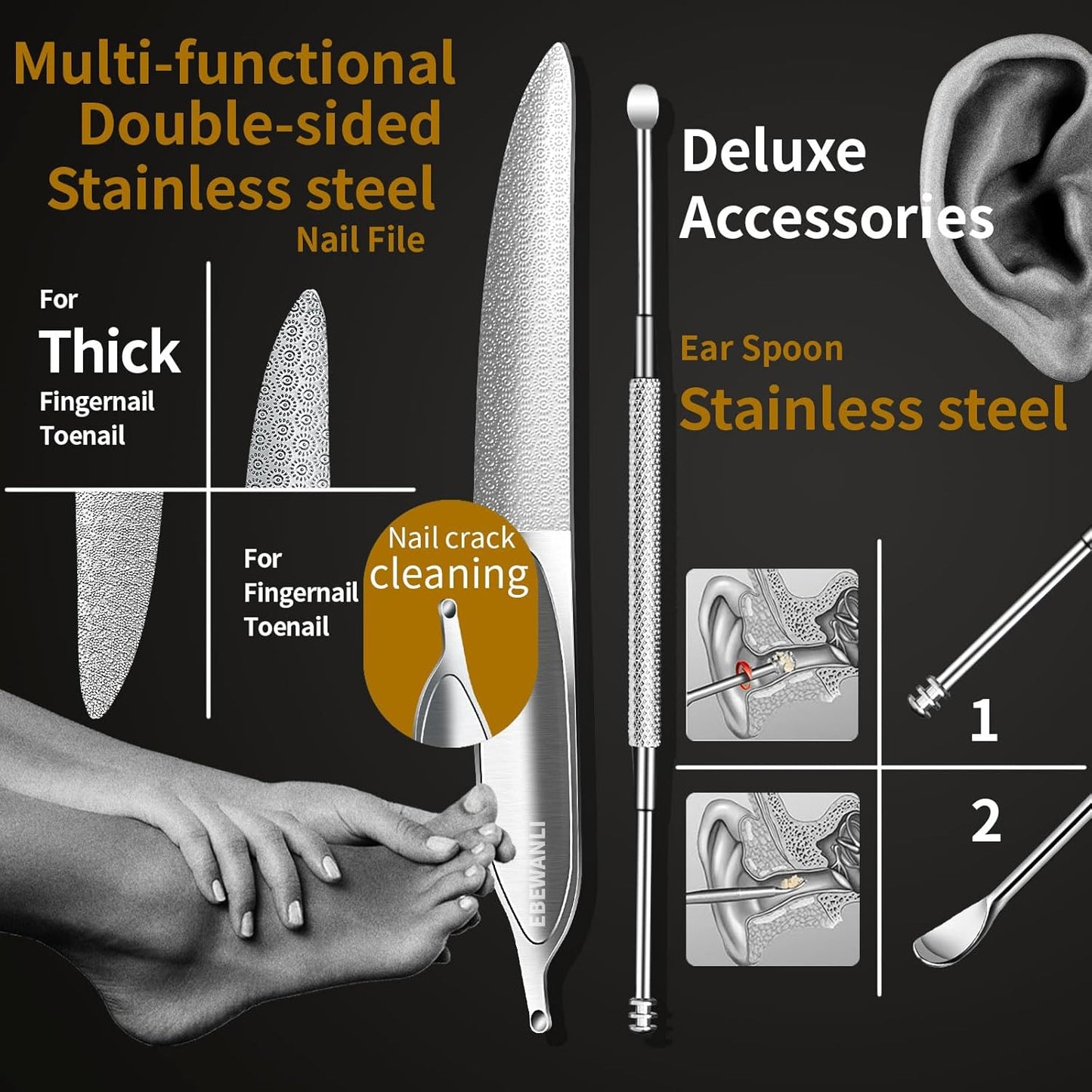 Podiatrist Toenail Clippers for Seniors Thick Toenails, Toe Nail Clippers for Thick Nails for Seniors, Straight Toe Nail Clippers for Men, Ingrown Toenail Clippers and Angled Nail Clipper Set