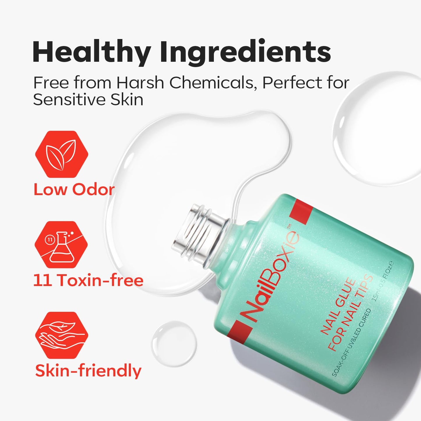 modelones Nail Glue for Nail Tips, 9 in One Glue for Press Ons, Clear Tips, Need U V Light Cured, 15ML