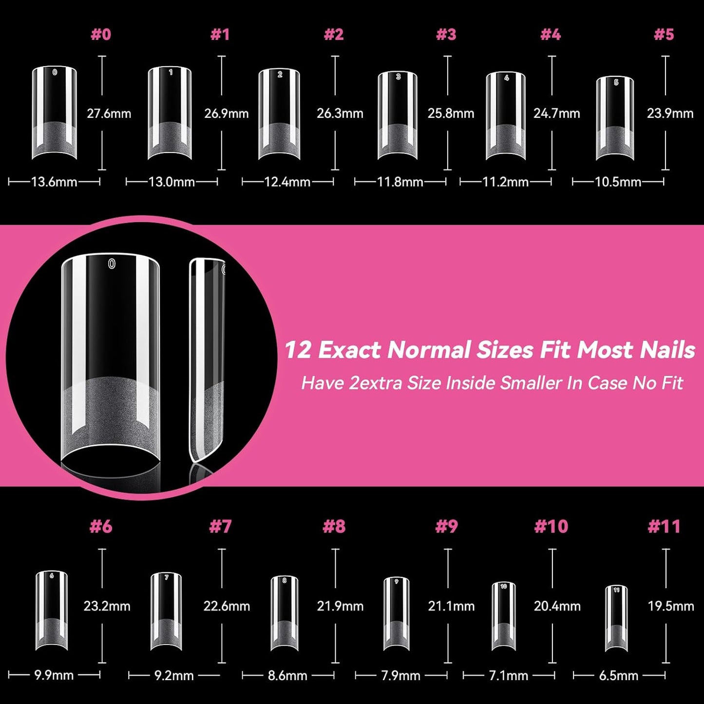 UNA GELLA No C Curve Medium Square Nail Tips 504 Pcs Half Cover Square Gel Nail Tips Pre-file Half Matte Straight Nails Tips Clear Fake Nails For Nail Extension Home DIY Salon with Box