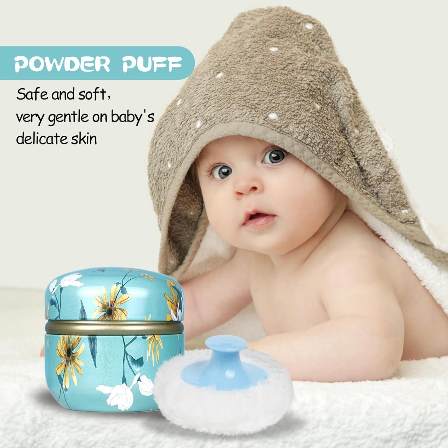 WEMEGA Body Powder Case with Powder Puff Powder Container Tea Box for Baby and Women Powder Puff and Powder Case for Travel (Flower butterfly1)