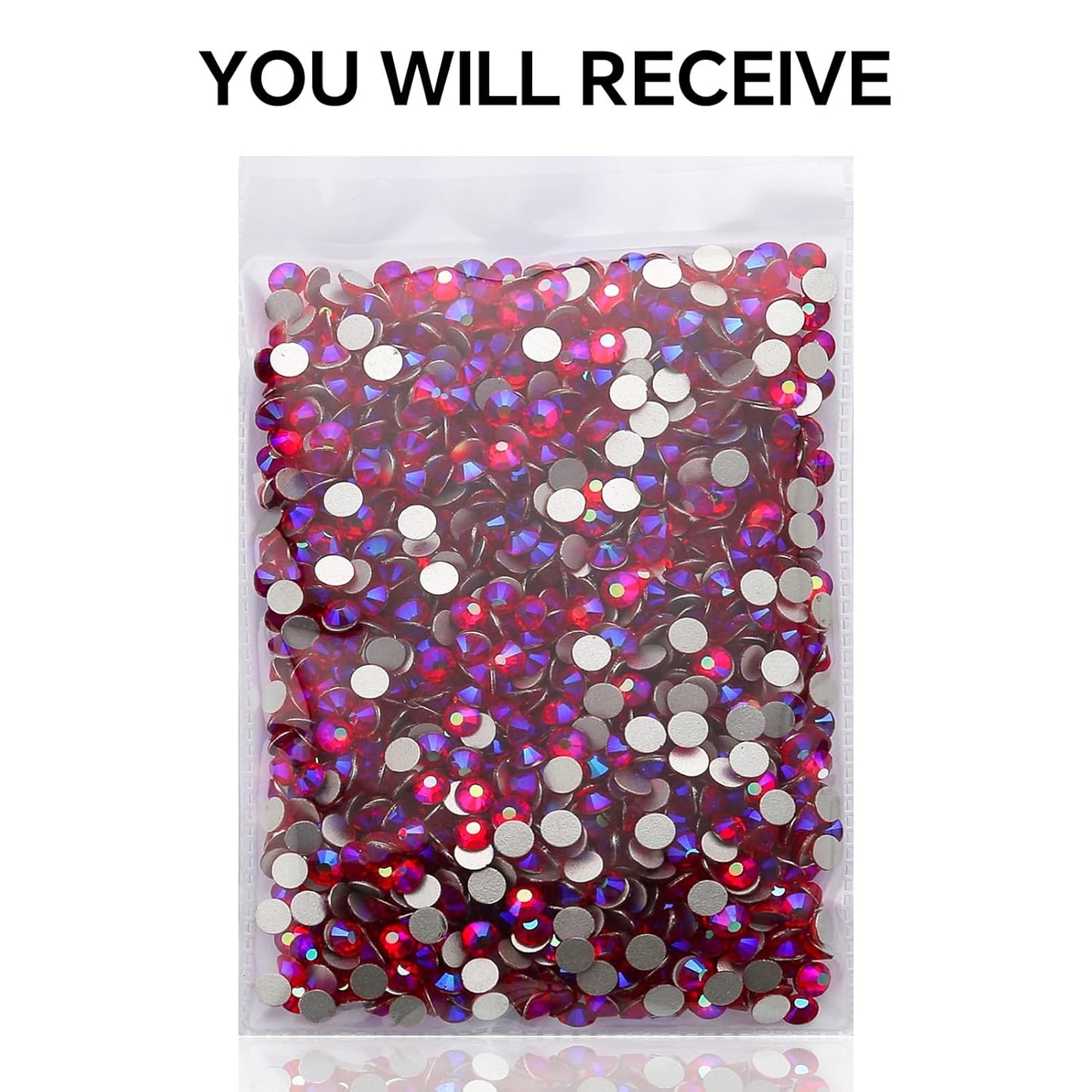 288Pcs Red Ab Crystal Rhinestones,Glass Flatback Rhinestones Gemstones for Nail Face Makeup Art Crafts Clothes Decoration -(SS30,6.5mm,Red Ab)