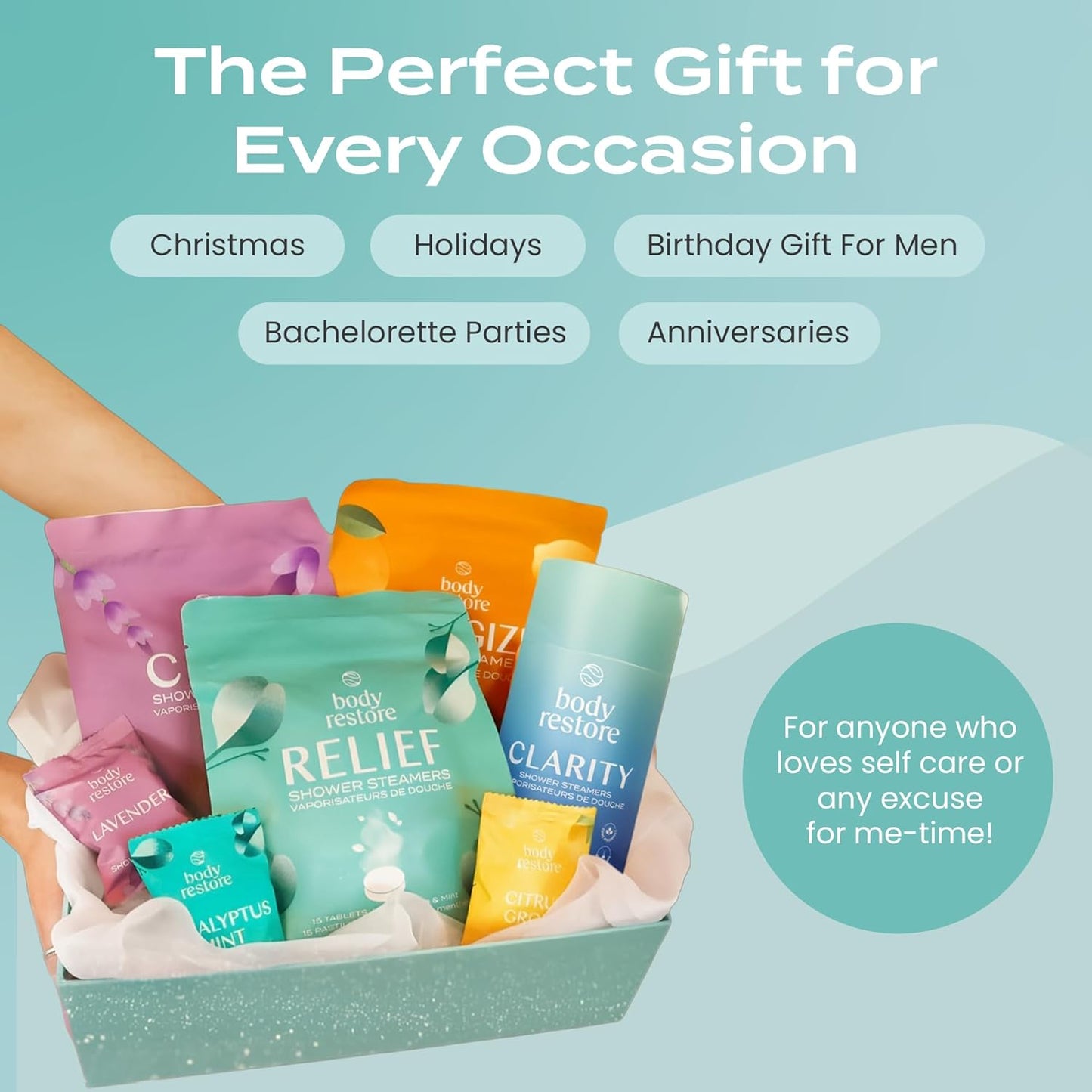 Body Restore Shower Steamers Aromatherapy 15 Pack - Christmas Stocking Stuffers for Men, Birthday Gifts for Women, White Elephant, Relaxation, Self Care - Eucalyptus