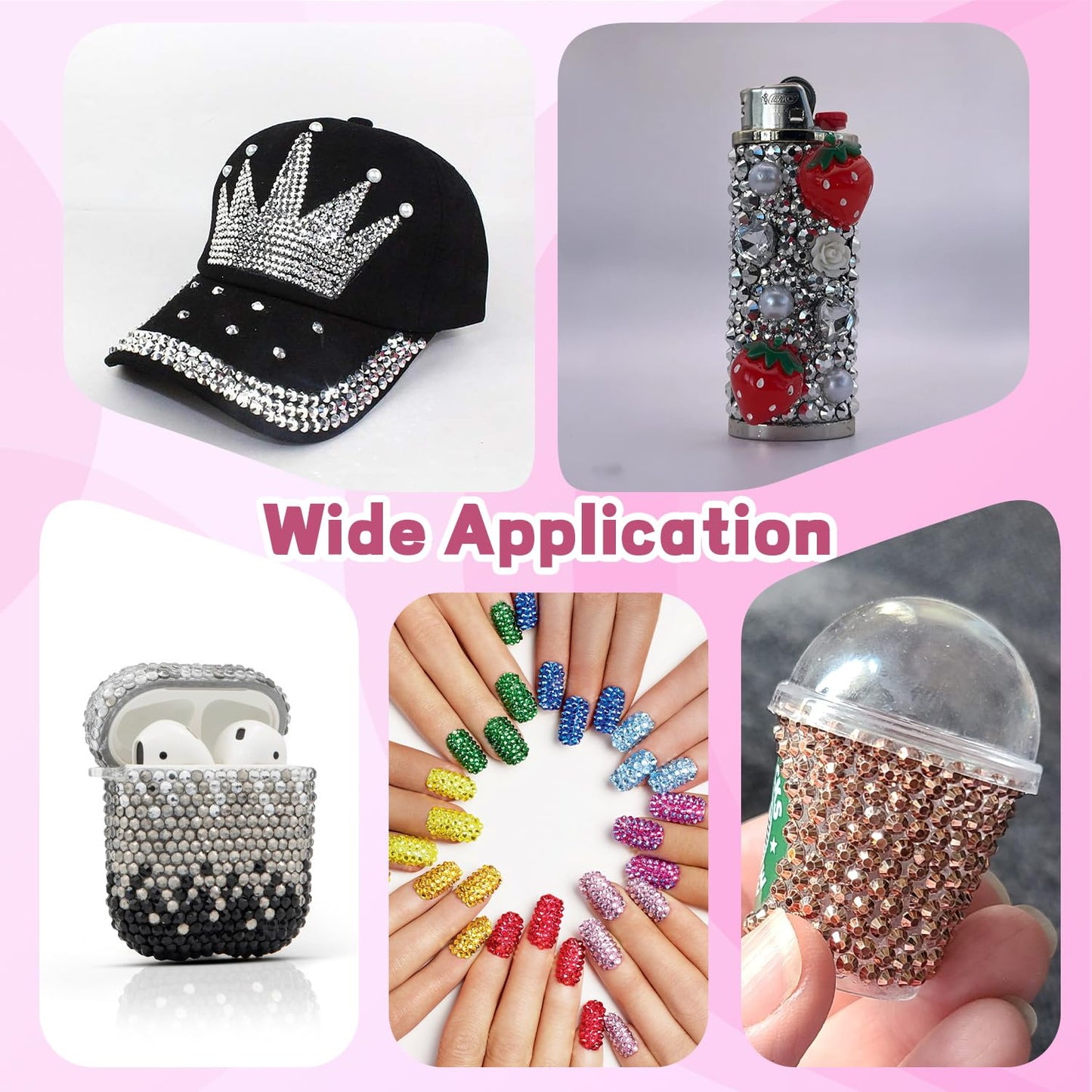 20000Pcs Metallic Rhinestones for Bedazzling with 3Pcs B7000 Jewelry Glue, Resin Rhinestones for Crafting Crafts,Bedazzler Kit Flatback Gems for Clothing Shoes Tumblers Nail Art