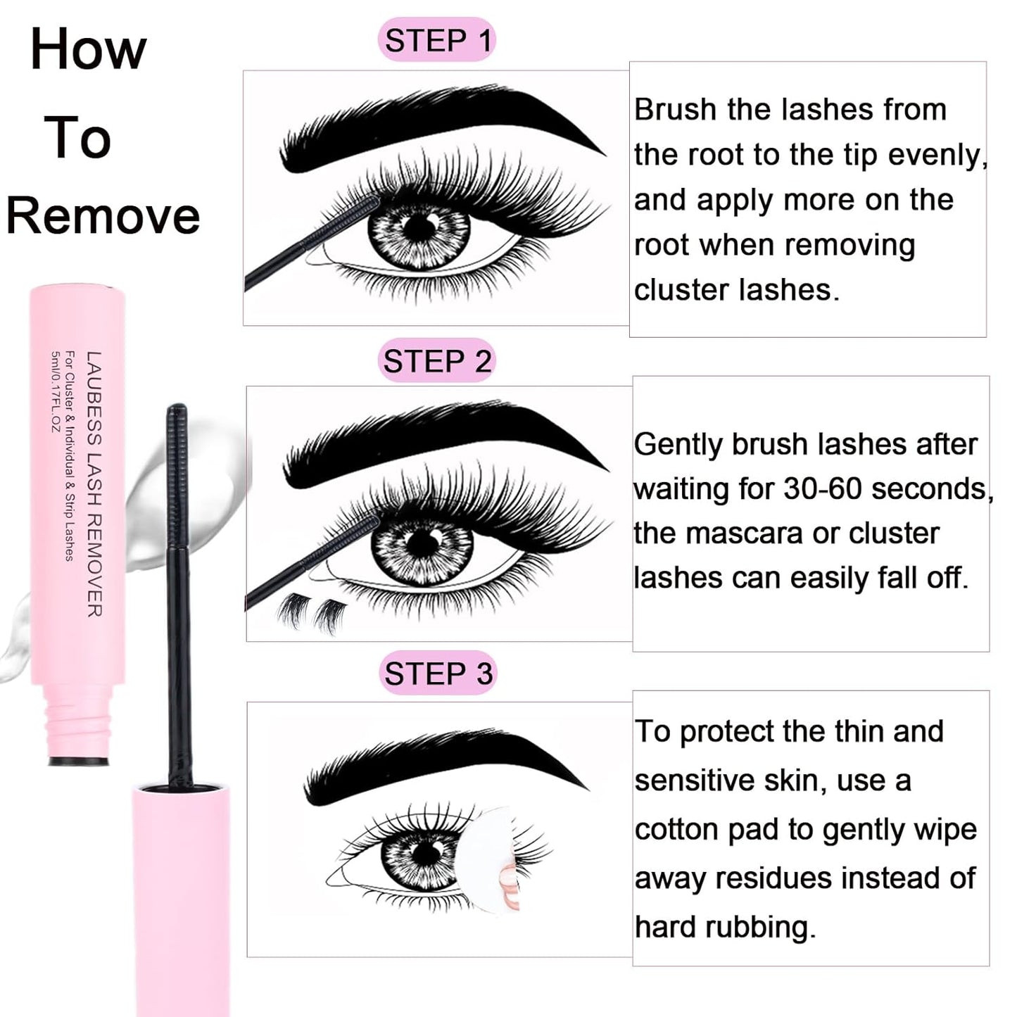 Lash Extension Kit LAUBESS Lash Clusters Kit Cluster Eyelash Extensions Kit Eyelash Clusters Lash Bond and Seal Waterproof Tweezers Brush Lash Glue Remover (Kit 40D-C-Mix8-14)