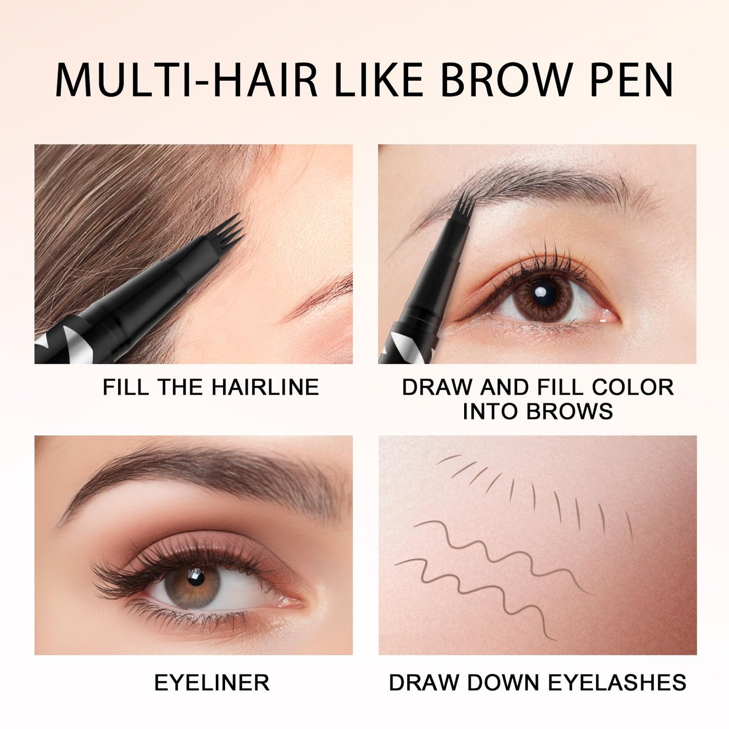 LAVONE Eyebrow Pen,2-IN-1 Dual-ended Waterproof Eyebrow Pencil,with 4 Tip Microblading Eyebrow Pen and Ultra-Precise Brow Pencil,Dual-ended Eyebrow Brush,Eyebrows for Natural Looking-Medium Brown