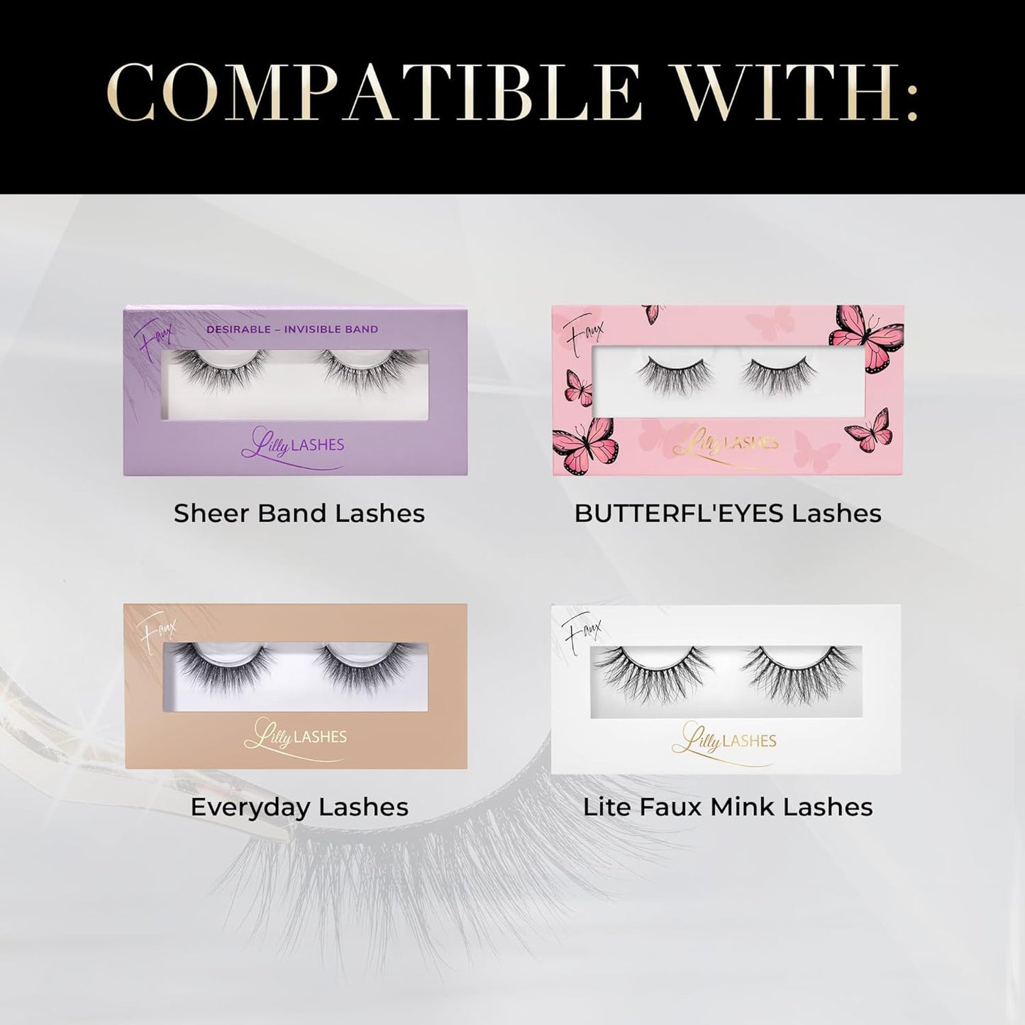 Lilly Lashes Clear Eyelash Glue, Brush On Lash Glue for False Eyelashes, Eyelash Extension Glue for Fake Eyelashes and Natural, Wispy Lashes, Clear Glue Lash Brush, Latex Free Lash Supplies