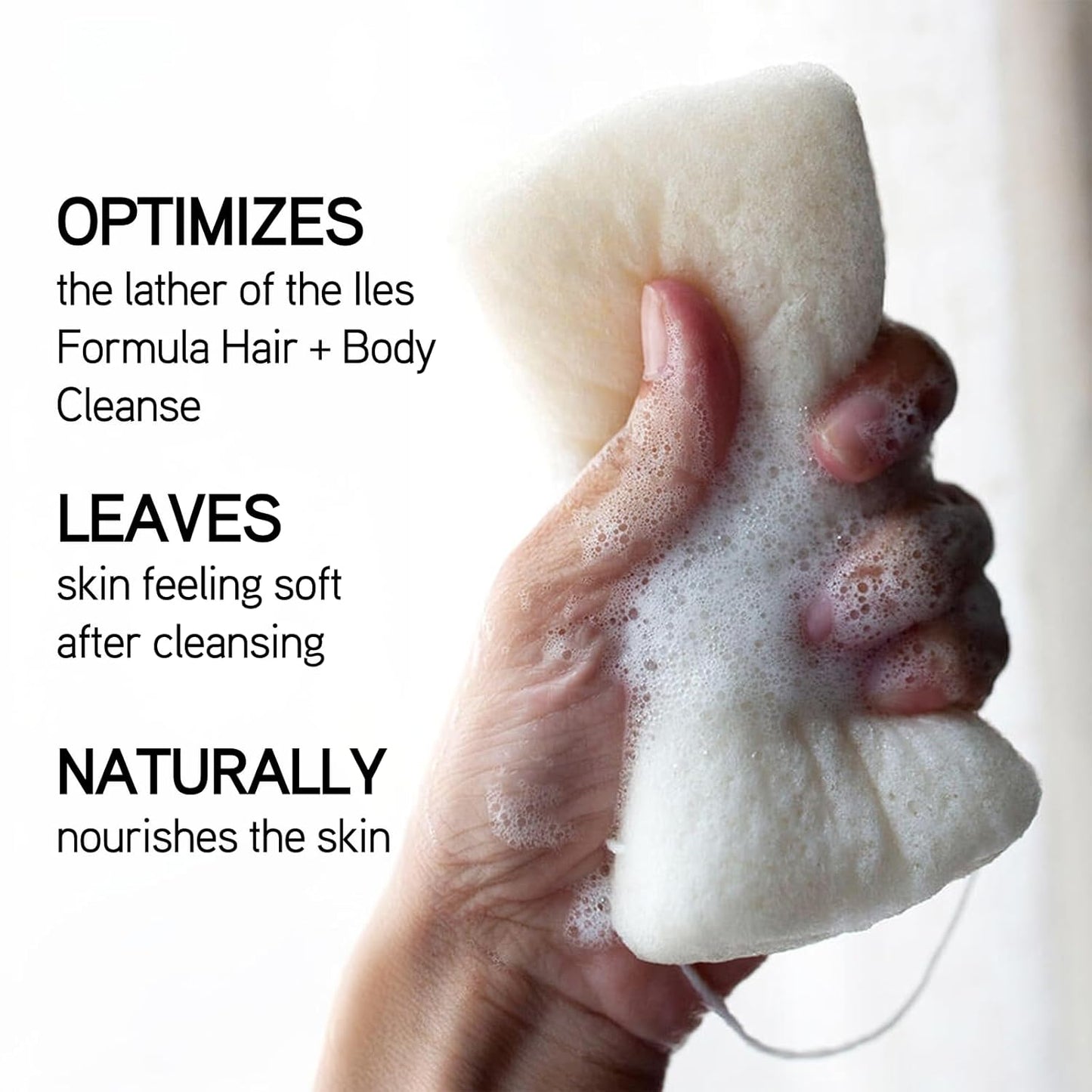 ILES FORMULA Haute Performance Hair + Body Cleanse + Natural Sponge - Gently Cleanse & Nourish Hair + Body, Sulfate, Silicone & Paraben Free, 500 ML