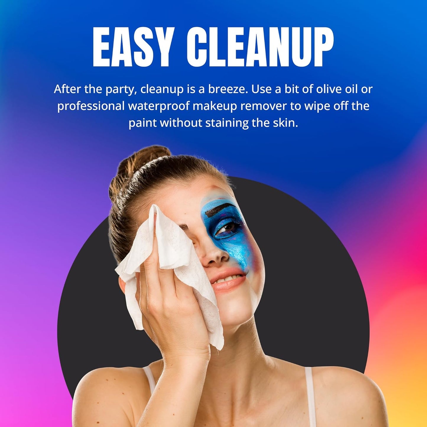 Professional Face Painting Kit - Skin Friendly Face Paint Kit - Cruelty-Free & Vegan Water Based Face Paint Makeup for Theatre, SFX and Halloween- 8 Colors 5g Each - Splashes & Spills (Neon Colors)