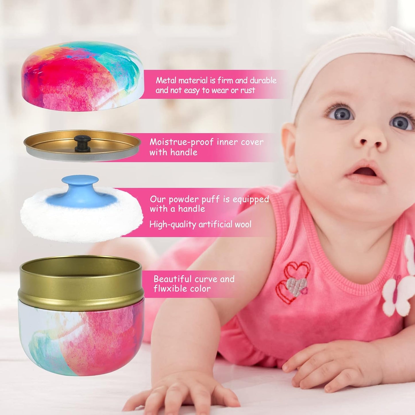 WEMEGA Body Powder Case with Powder Puff Powder Container Tea Box for Baby and Women Powder Puff and Powder Case for Travel (Dreamtime1)