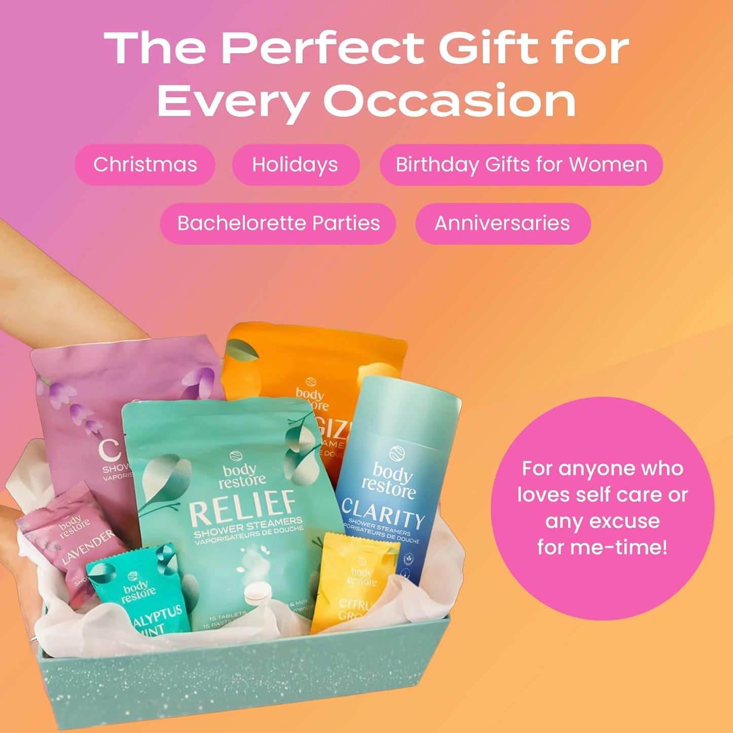 Body Restore Shower Steamers Aromatherapy 6 Pack - Christmas Stocking Stuffers for Men, Birthday Gifts for Women, White Elephant, Relaxation, Self Care - Citrus