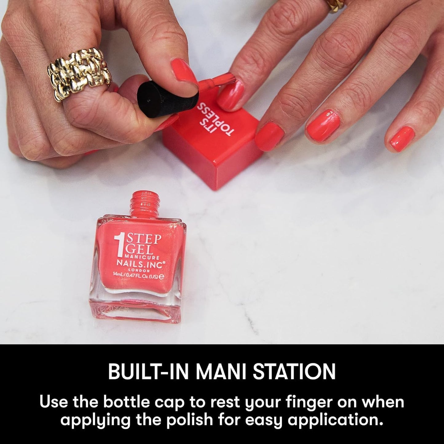 Nails Inc It's Topless Gel-Like Nail Polish, 4-in-1 Base Coat, Treatment, Color & Top Coat, Long Lasting, Strong, Chip Free Nails, Glossy Salon Quality Manicure, Air Dry, Hailey, 0.47 Fl Oz