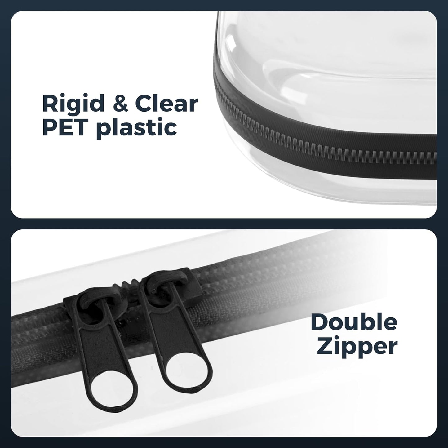 Extra Large 13.7" Durable Clear Travel Organizer Bags 6 Pack, 2x Large, 2x Medium, 2x Small, Clear Hard Shell Zipper Case, Hard Plastic Travel Toiletry Bag for Women, Toy & Make Up Organizer Pouch