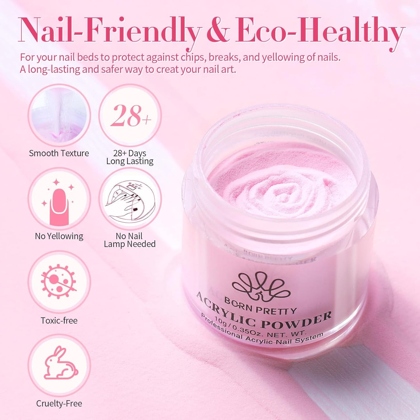 BORN PRETTY Acrylic Nail Kits Full Set,87PCs Pink White Clear Glitter Grey Acrylic Powder and Liquid Set for Beginners,with Nail Pre Dehydrator Nail Primer Nail Tips