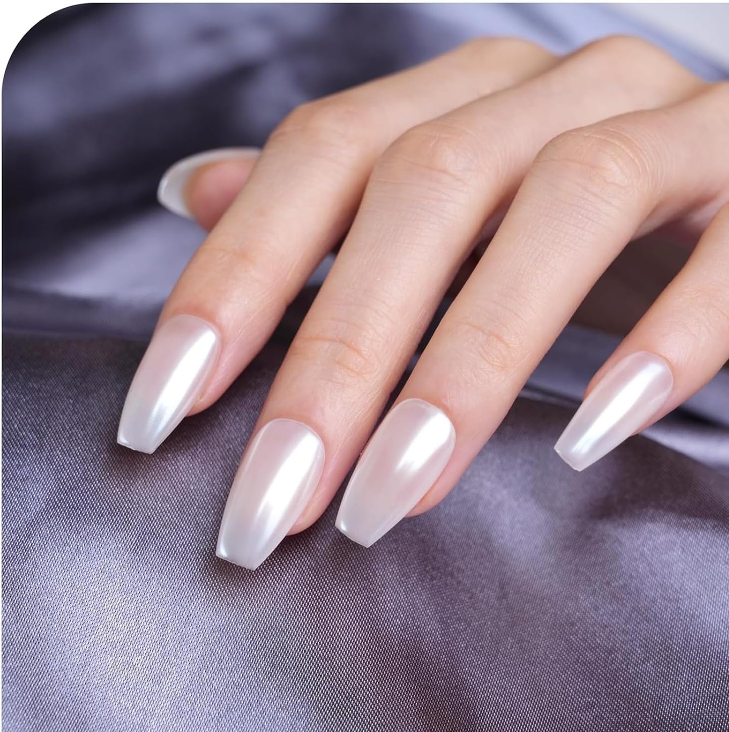 Pretty Diva White Pearl Chrome Nail Powder, Pearl Chrome Powder for Nail, Magic White Chrome Nail Powder