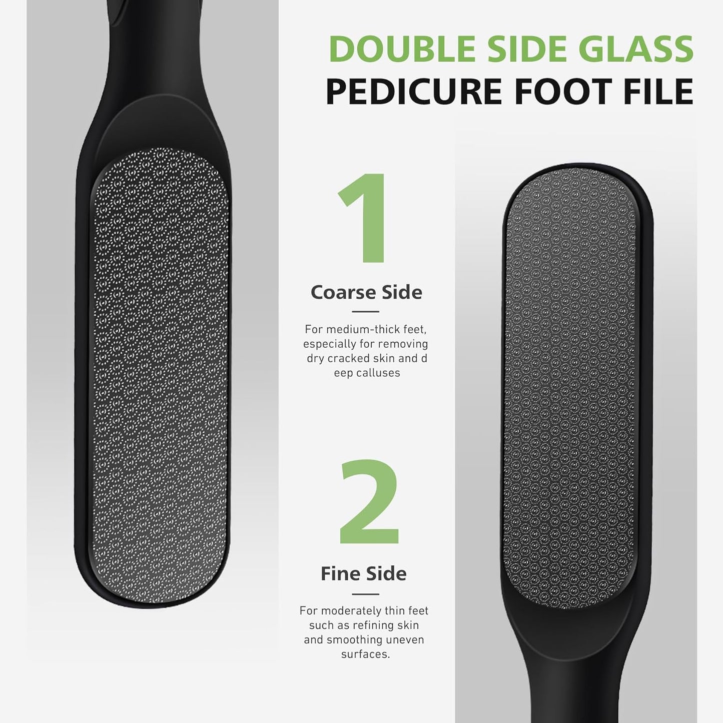 BALUCA Hard Skin Remover Nano Glass Foot File - Foot Callus Remover, Durable Foot Scrubber, Dead Skin Remover, Hygienic Pedicure Tool, Long Lasting Foot Buffer, Soft Smooth Feet, Black