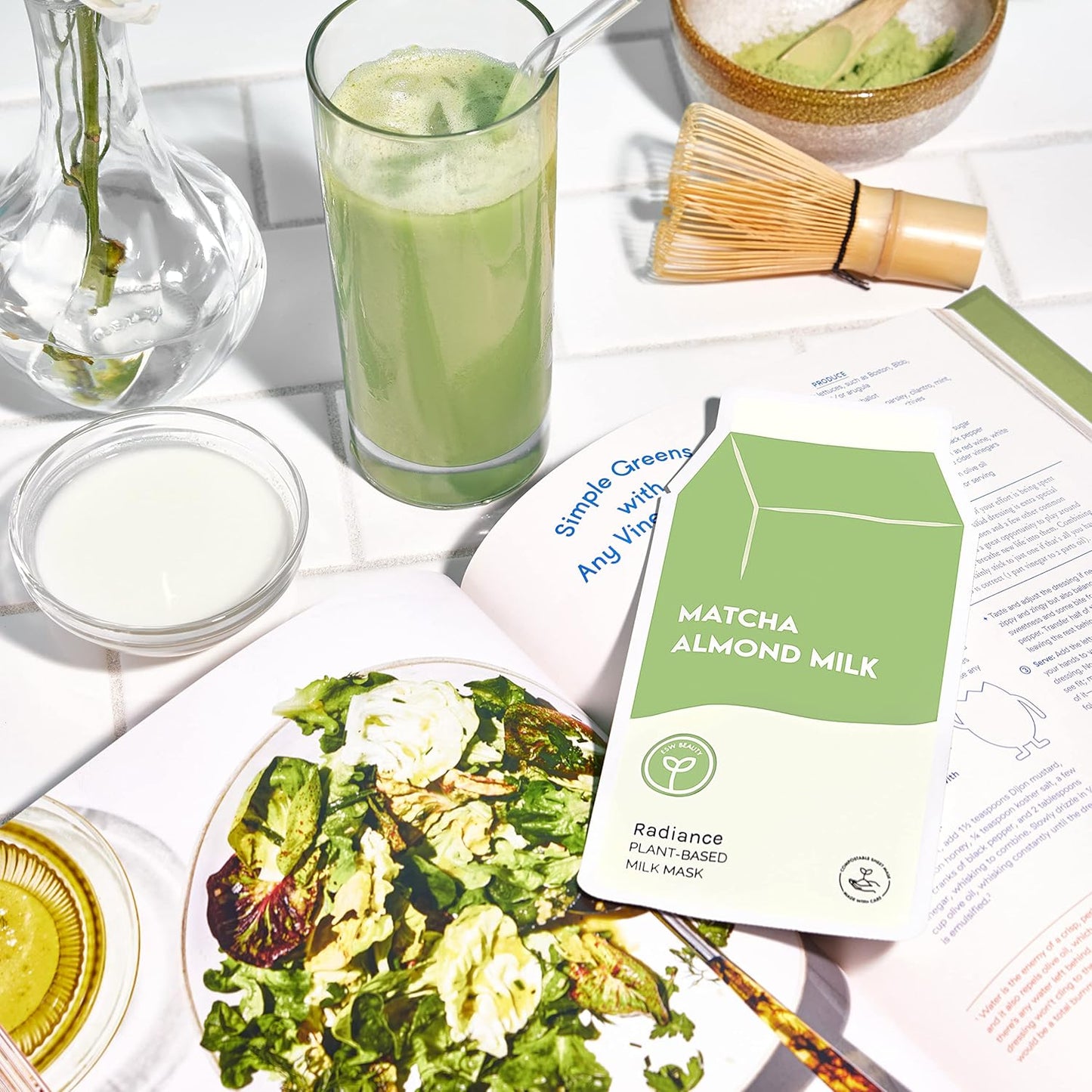 ESW Beauty Matcha Almond Milk - Radiance Plant-Based Milk Face Mask - Revitalizing with Matcha Green Tea & Sweet Almond for Dull, Uneven Skin - Awakens & Revitalizes