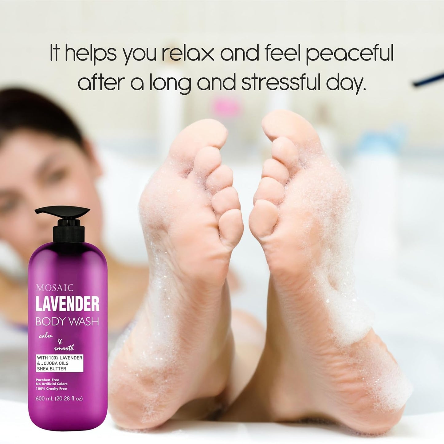 AnatoliaDaphne Lavender Body Wash and Shower Gel with Vitamin E for Jock Itch, Eczema, Ringworm, Body Odor, Body Wash Women & Men with Added Body Oils, LARGE 20.2 FL Oz Bottle.