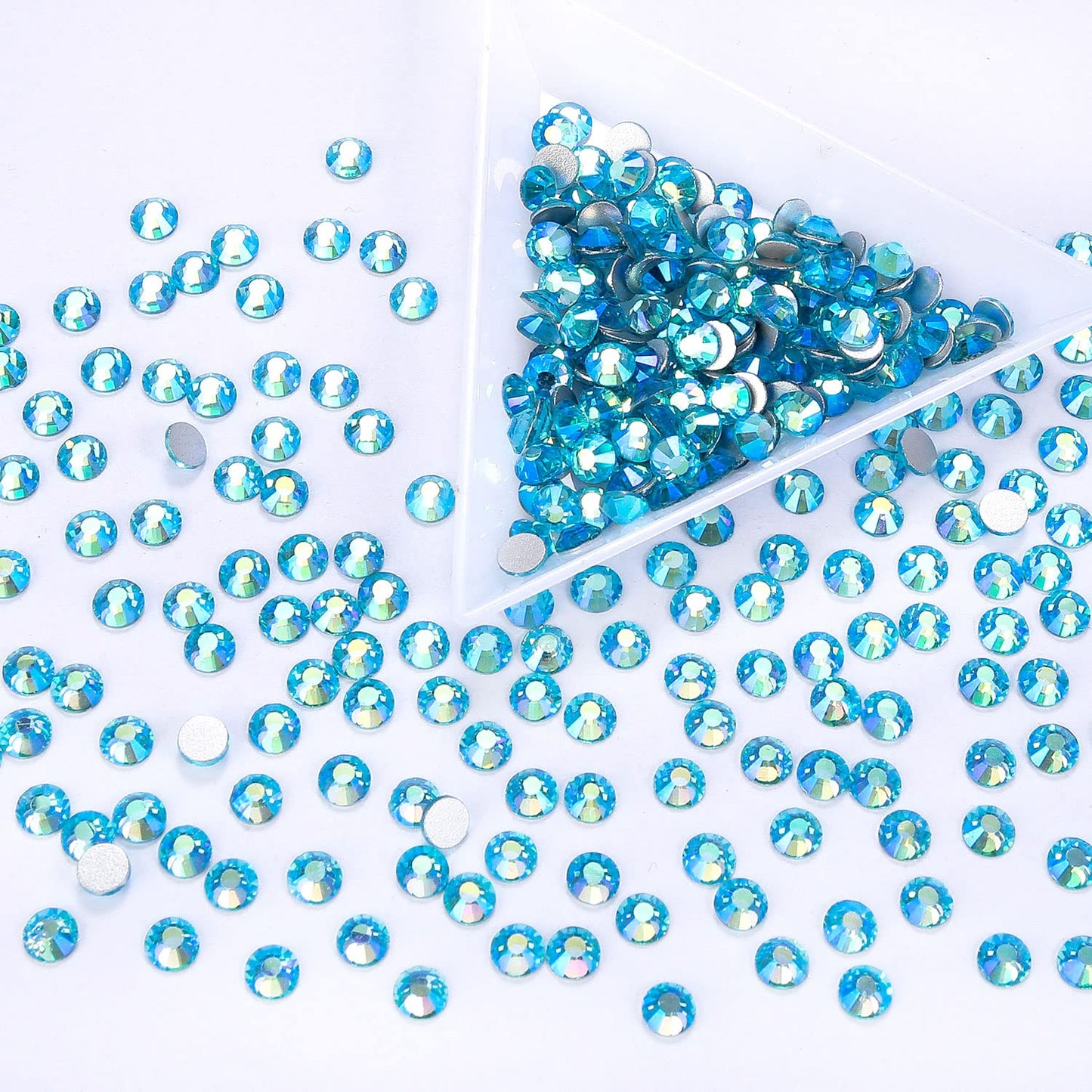 1440Pcs Aquamarine Ab Crystal Rhinestones,Glass Flatback Rhinestones Small Gemstones for Nail Face Makeup Art Crafts Clothes Decoration -(SS8,2.4mm,Aquamarine Ab)